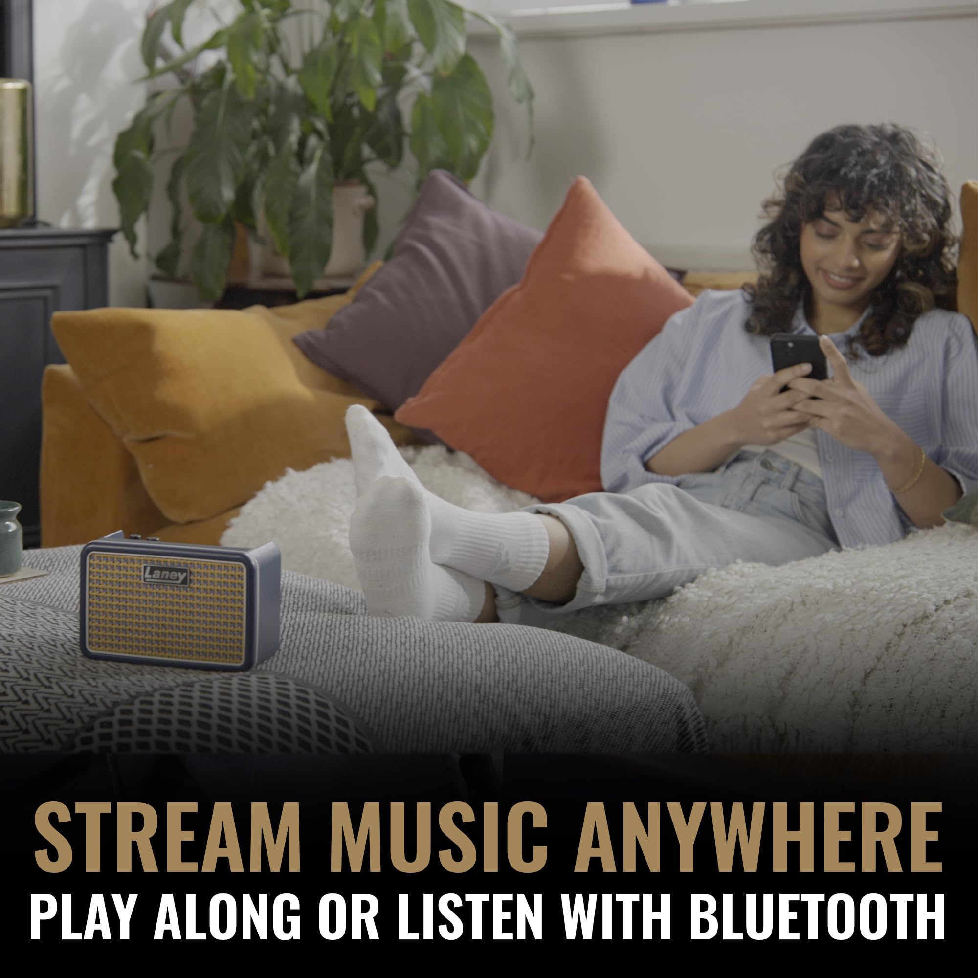 Laney Prism MINI Tragbarer Smart-Gitarrenverstärker, App-gesteuerter Übungsverstärker mit 100 Presets, 17 Amp-Modellen, 32 Effekten, integriertem Tuner, Drum Machine, 14 Stunden Akkulaufzeit – Blau