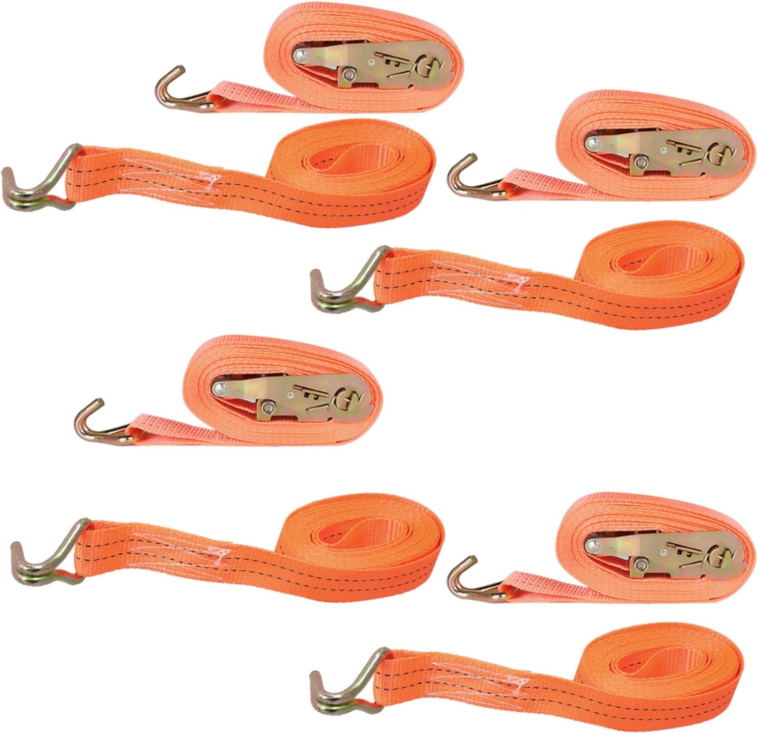 1.5Inch * 20Ft 4000 Pound Heavy Duty Ratchet, Hooked Ratchet Sling Tool, Orange, with a Load Capacity of 1800Kg, 4PCS