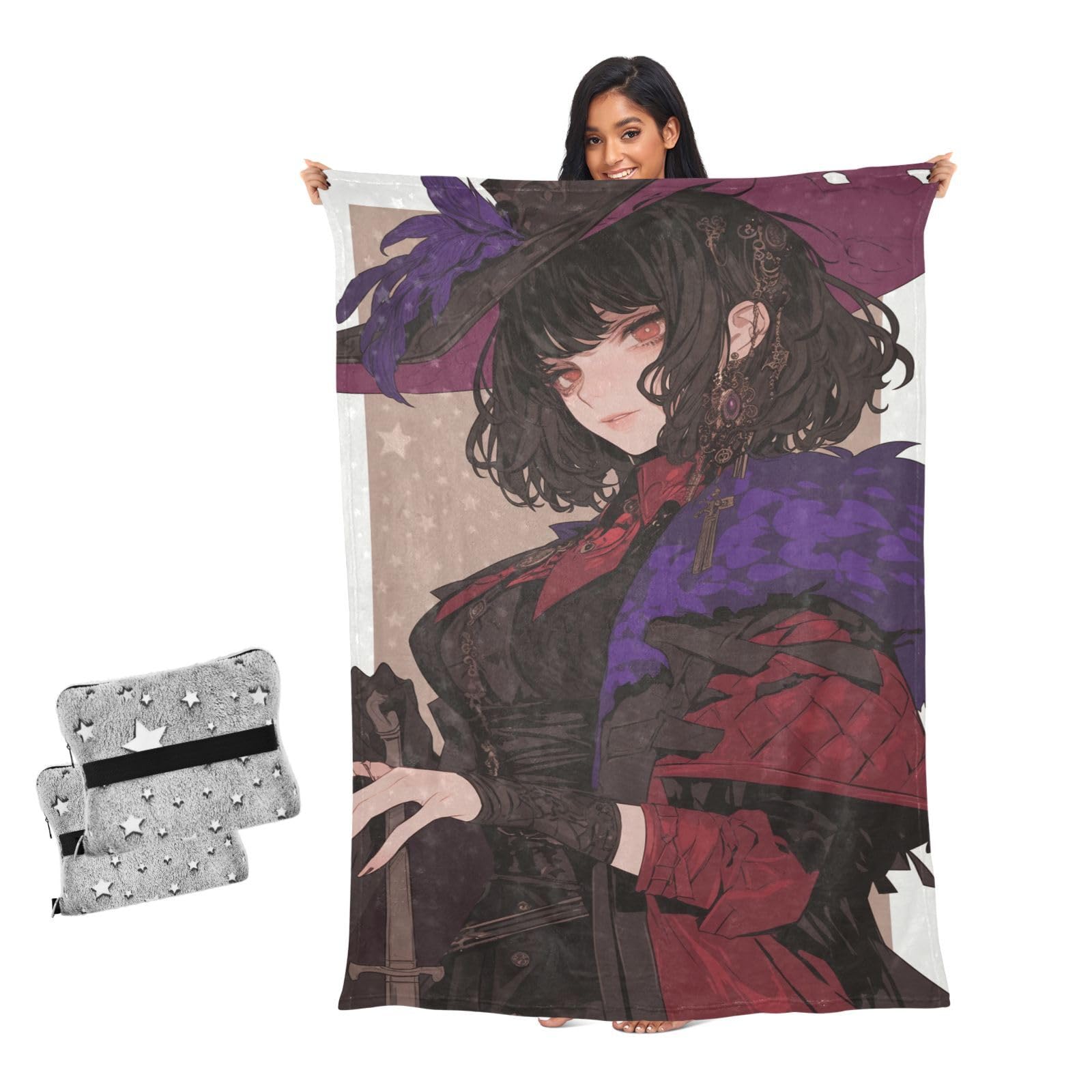 Manta de anime rojo transpirable y térmica para sofá