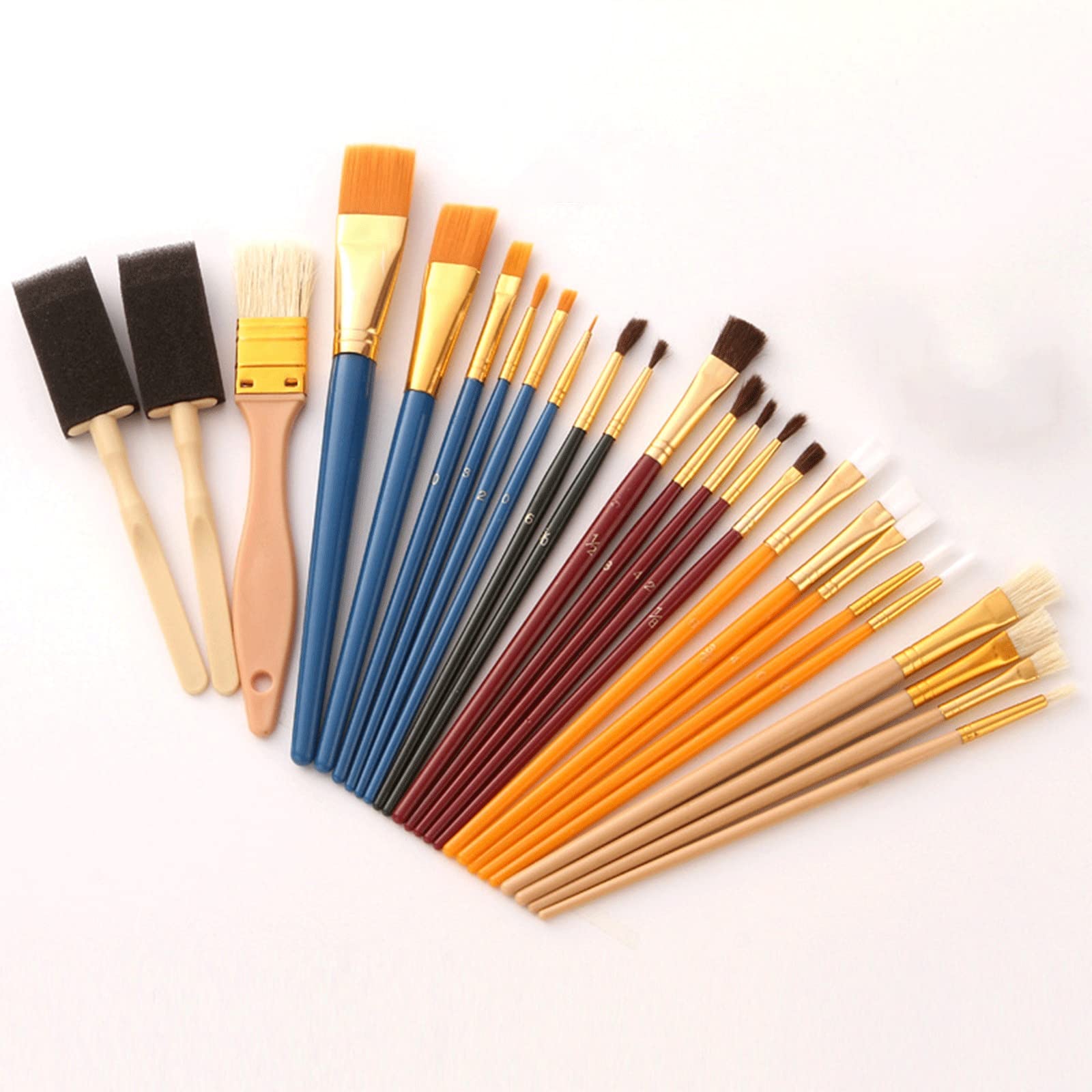 Sjdopulse The Multi-Purpose Brushes Paint Brush Set - Pack Of 25, All-Purpose Paint Brushes - Use With Acrylic, Oil, Watercolor, Gouache Paints, Miniature Detailing