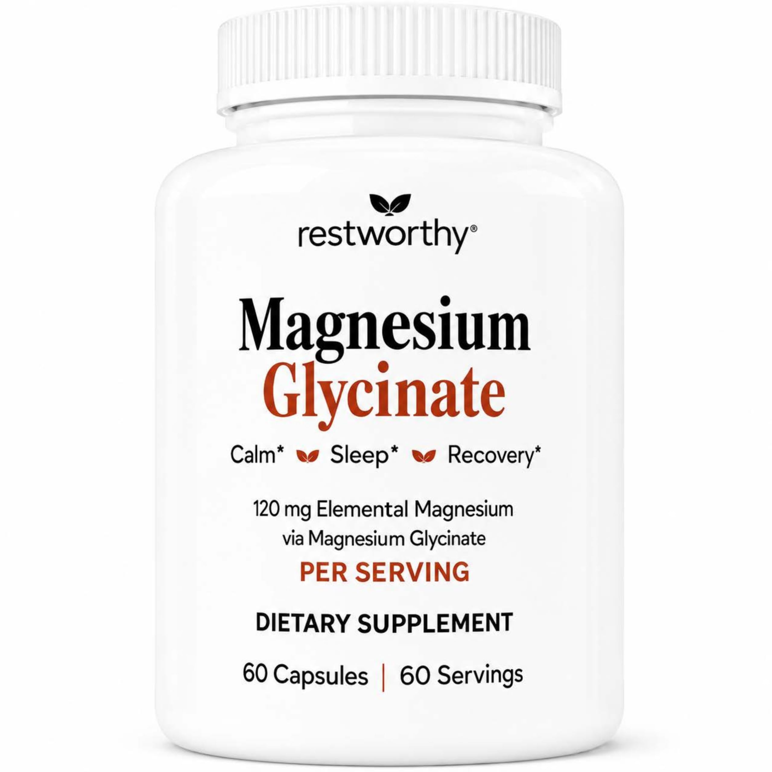 Magnesium Glycinate Capsules, 120mg Elemental Magnesium, High Absorption Chelated Magnesium for Sleep, Relaxation, Heart & Muscle Function Support, 60 Capsules