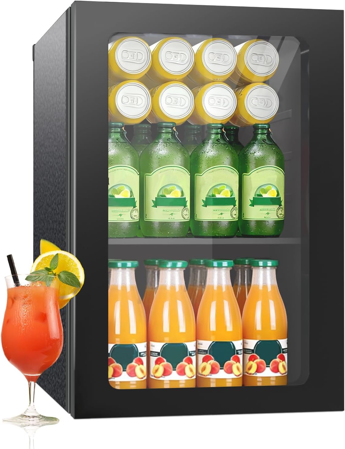  24 Can Mini Fridge, 0.6 Cu.ft Beverage Refrigerator Cooler, Black thumbnail