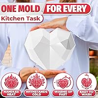 Vista 4 de Molde de corazón rompible – Moldes de corazón flexible de silicona para hornear y congelar, molde para pasteles resistente al calor