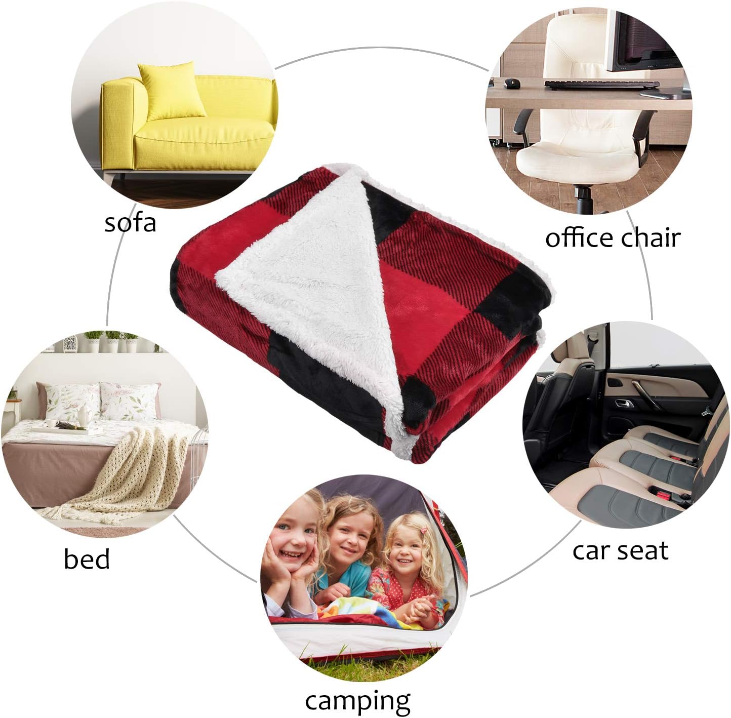 Catalonia Red Black Plaid Christmas Sherpa Blanket, Buffalo Sherpa Throw Blanket, Reversible Super Soft Warm Comfy Fuzzy Snuggle Holiday Throws for Couch Sofa Cabin Decro : Home & Kitchen