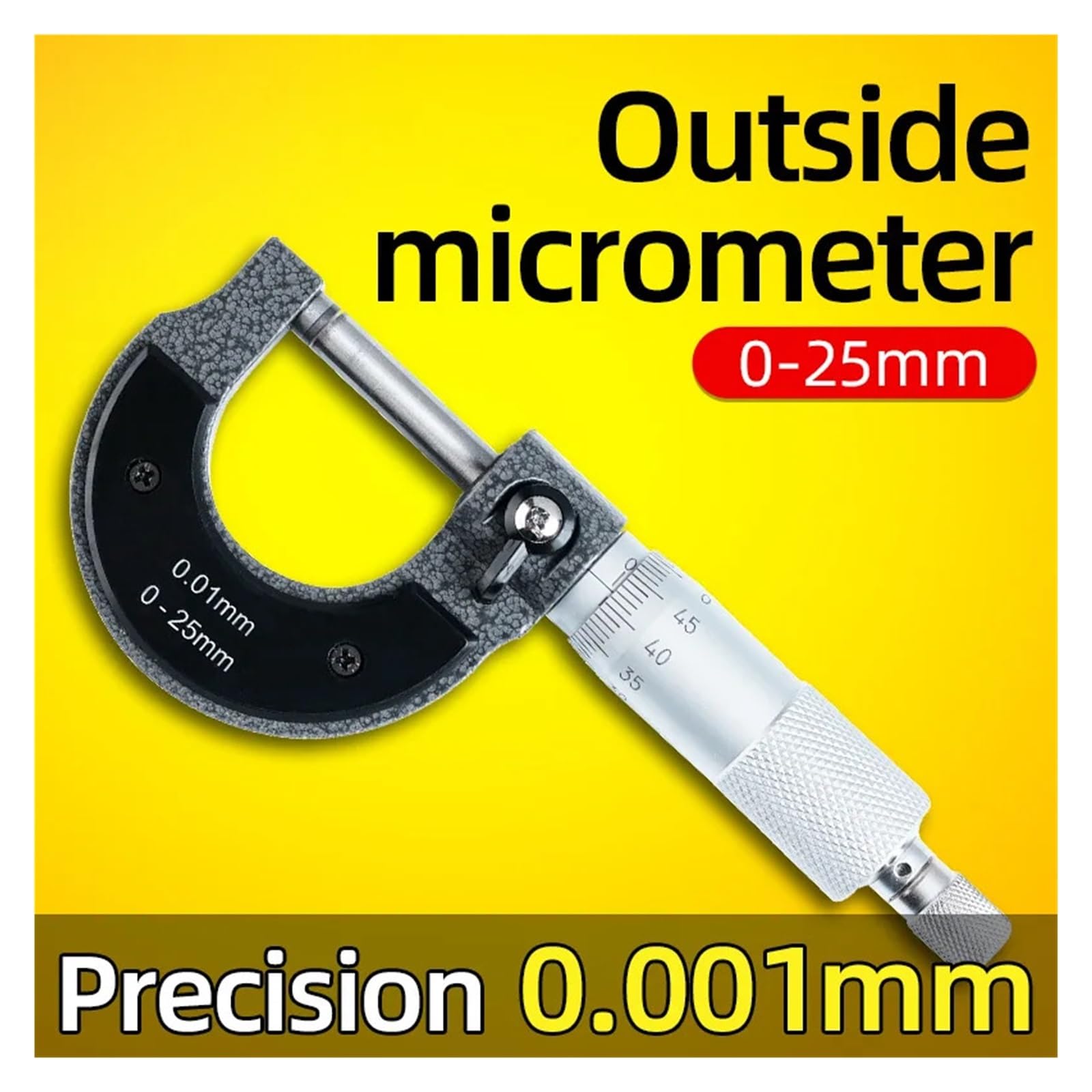 Precyzyjny mikrometr 0-25 mm, miernik metryczny o średnicy zewnętrznej 0,01 mm, przyrząd pomiarowy (50 mm-75 mm)
