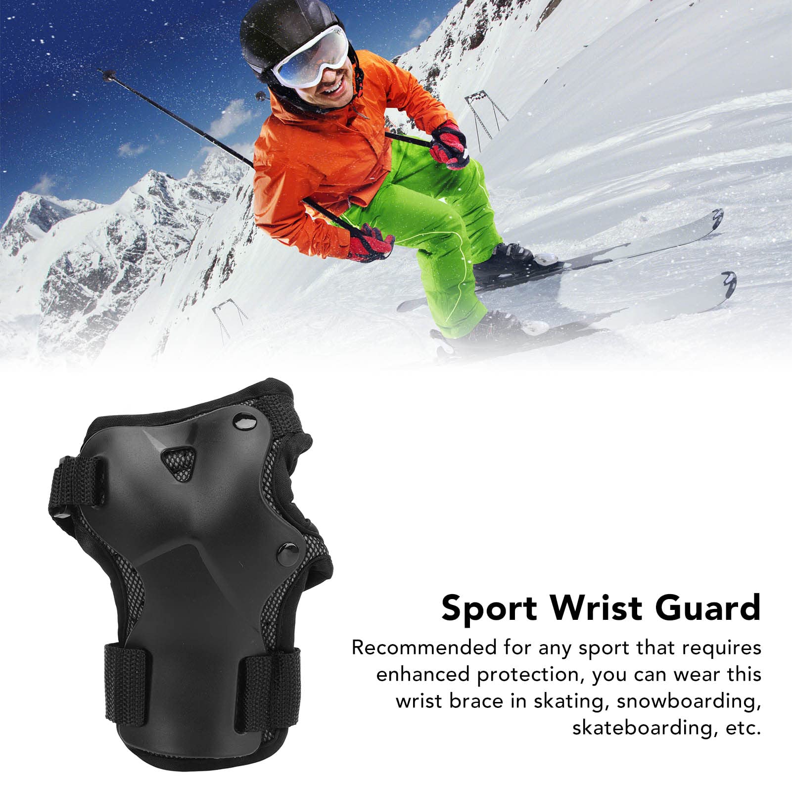 QANYEGN Sports Wrist Guards, Protective Equipment Wrist Guards, Shock Absorbing Elastic Wrist Guards for Skiing, Skateboarding, Rollerblading and Other Sports