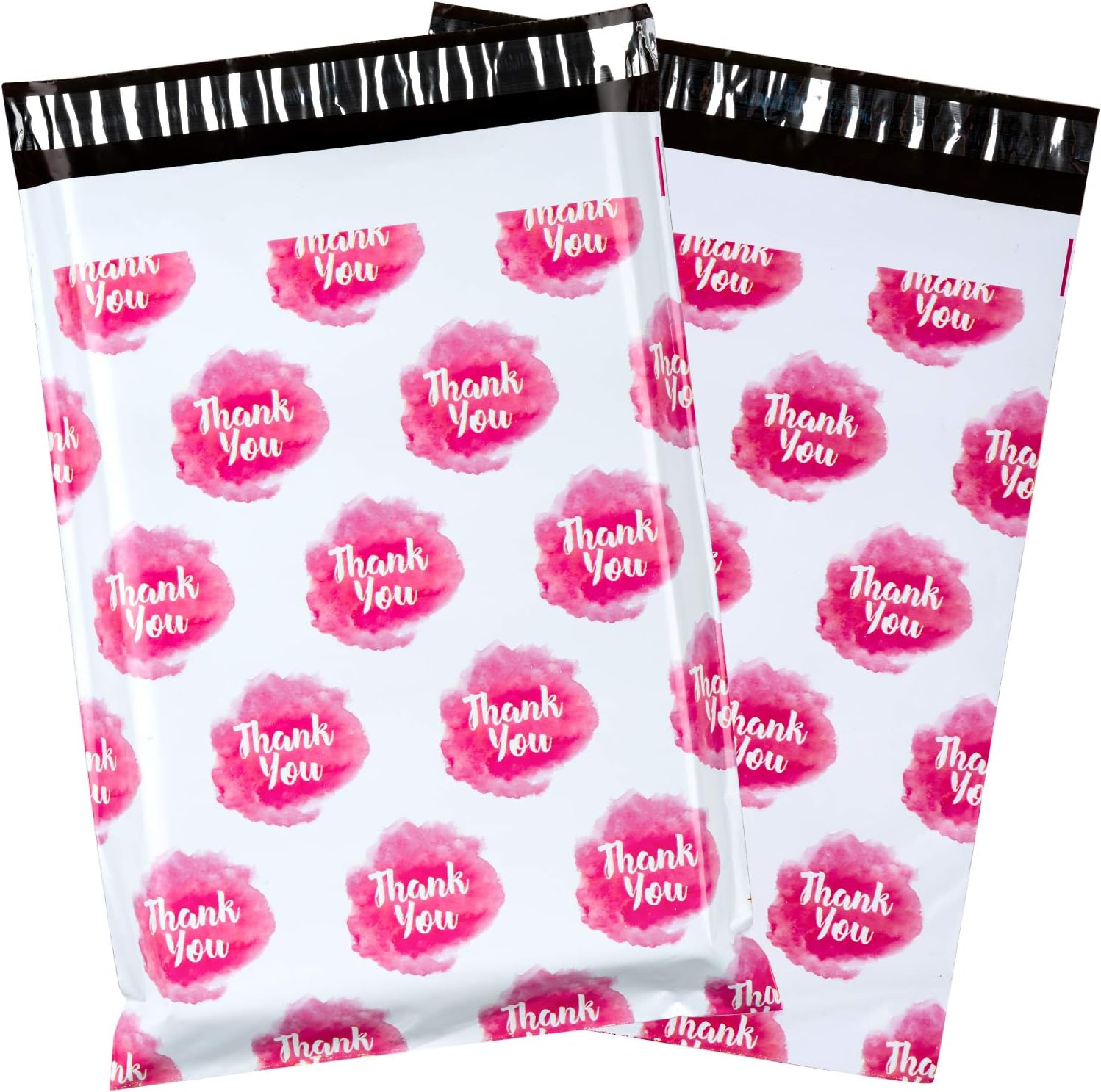 RUSPEPA Poly Mailers Shipping Bags Pretty Thick Self Adhesive Mailing Envelopes, 10x13 inches, 100 Pack - Adorable Thank you