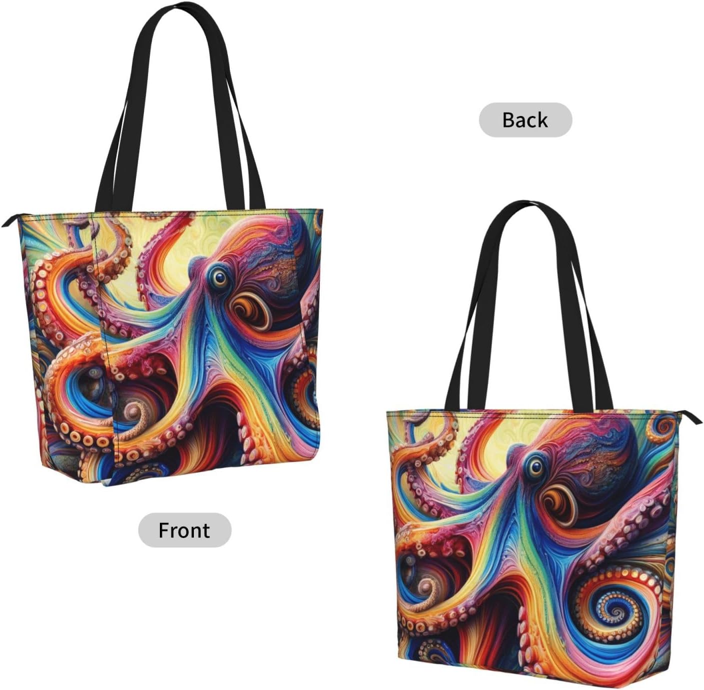 Women Inkfish-Colorful-Tentacles Yoga Mat Bag Gym Tote image 2