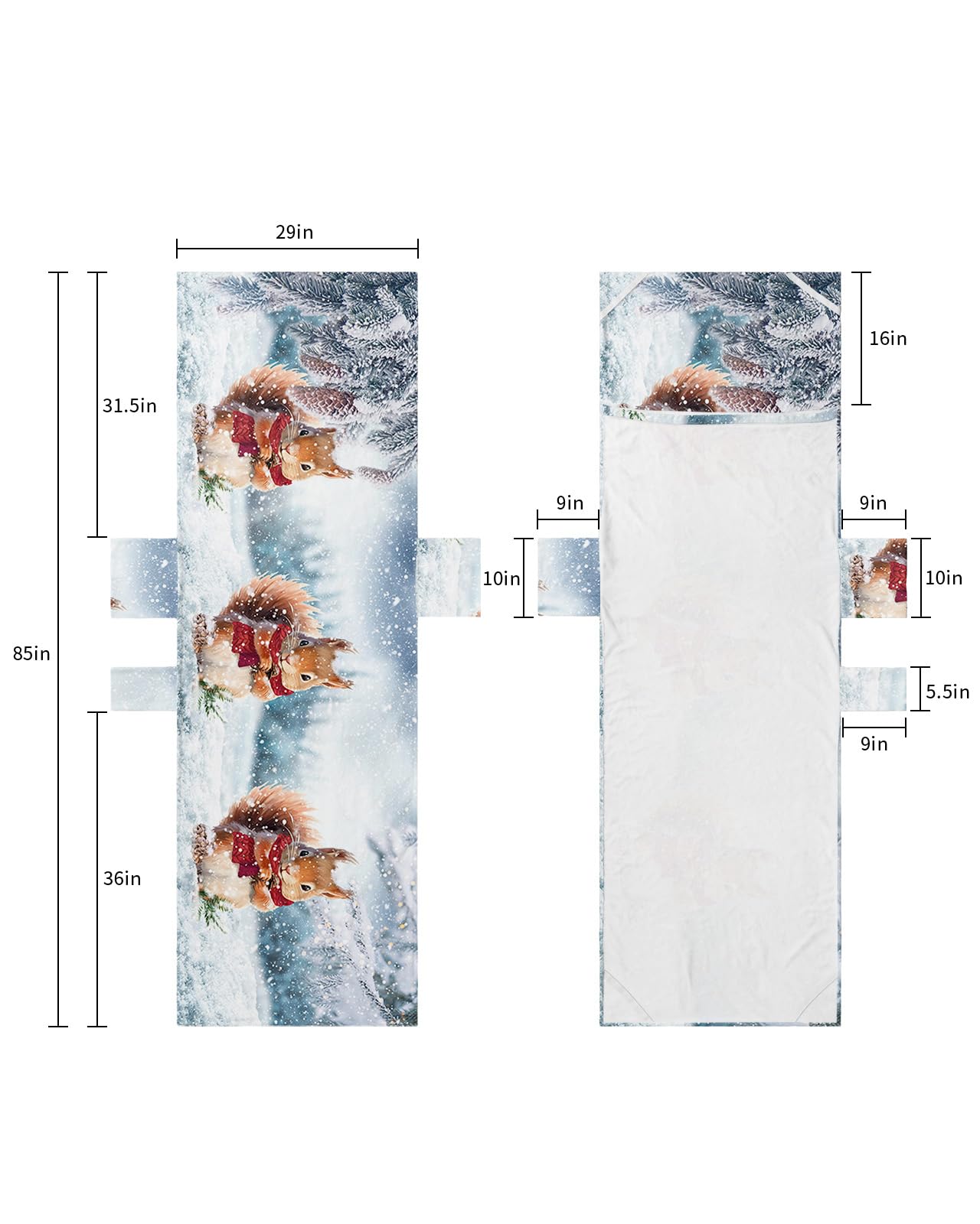 Christmas Squirrel Beach Lounge Chair Towel Cover, Soft Chaise Lounge Towel with Side Pockets Patio Pool Chairs Cover for Beach/Pool Sunbathing 29x85 Winter Snowflake Xmas Tree Pine Cones