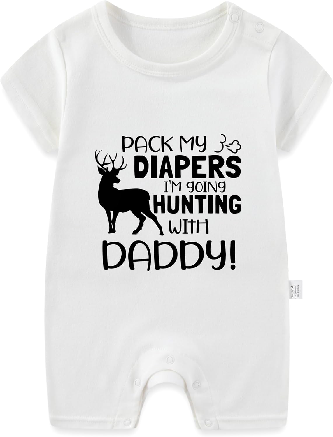 Pack My Diapers I'm Going Hunting With Daddy Funny Bodysuit, Newborn Boy Clothes, Unisex Baby Short Sleeve Romper