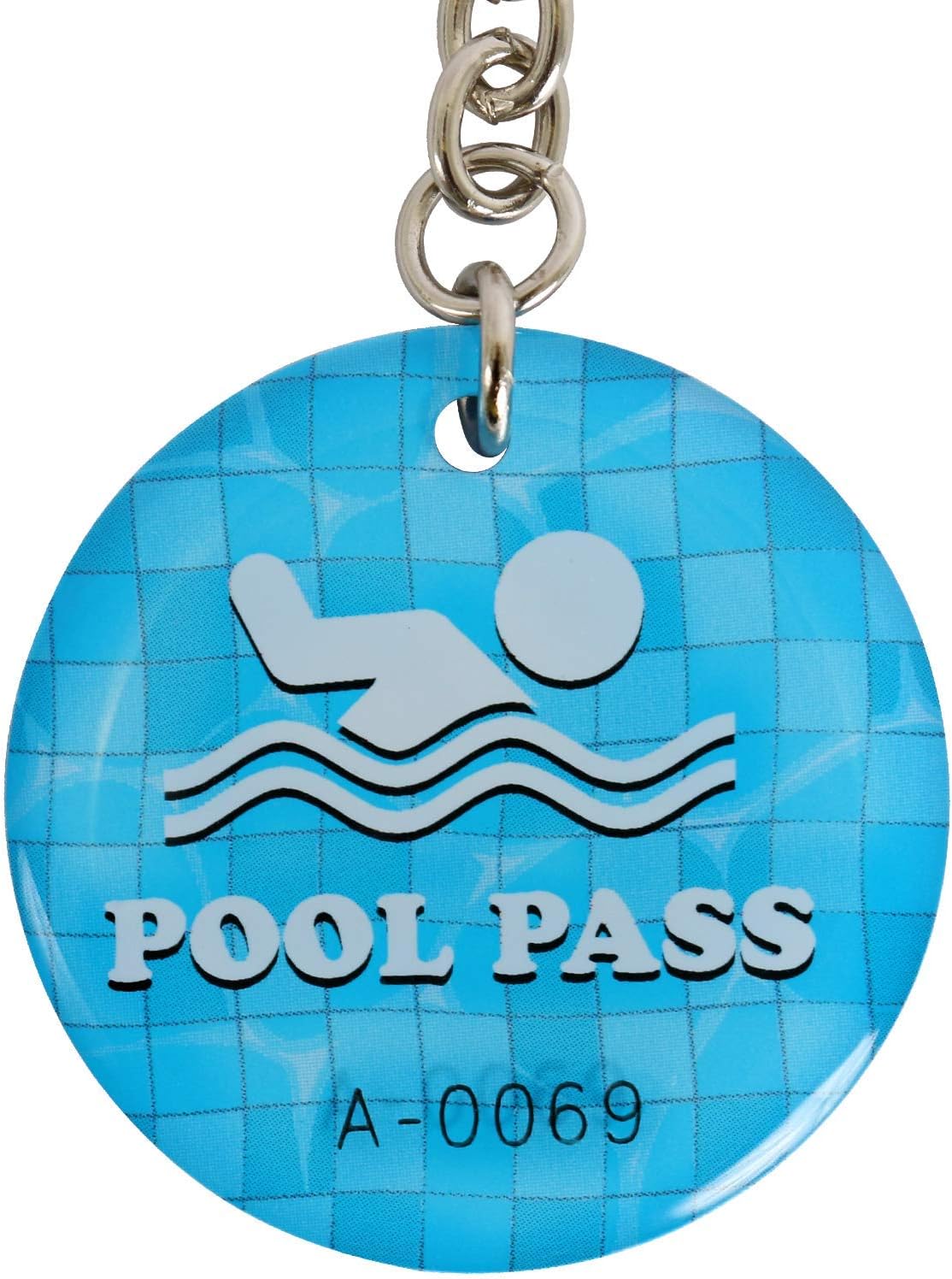 SmartSign Pool Pass Key Tags - Numbered, Box of 50, 1.5 in. Diameter Plastic with Epoxy Coating, Pool Key Chain with Ring, Blue