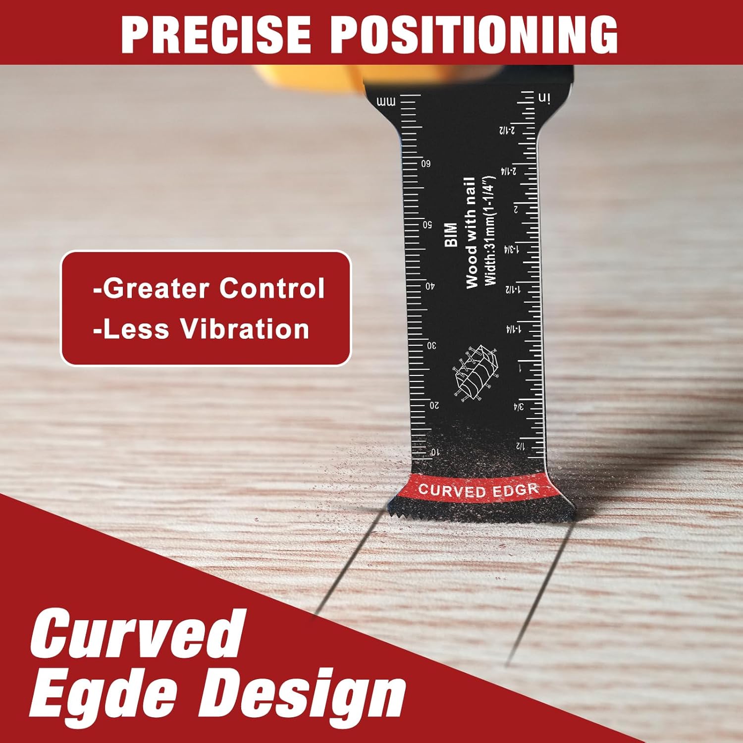 30 Pcs Extra Long Bi-Metal Oscillating Tool Blades Metal Cutting, Curved Edge Multitool Blades for Wood with Nails, Wood, Plastic, Compatible with Dewalt Milwaukee Bosch Worx Ryobi (70MM)