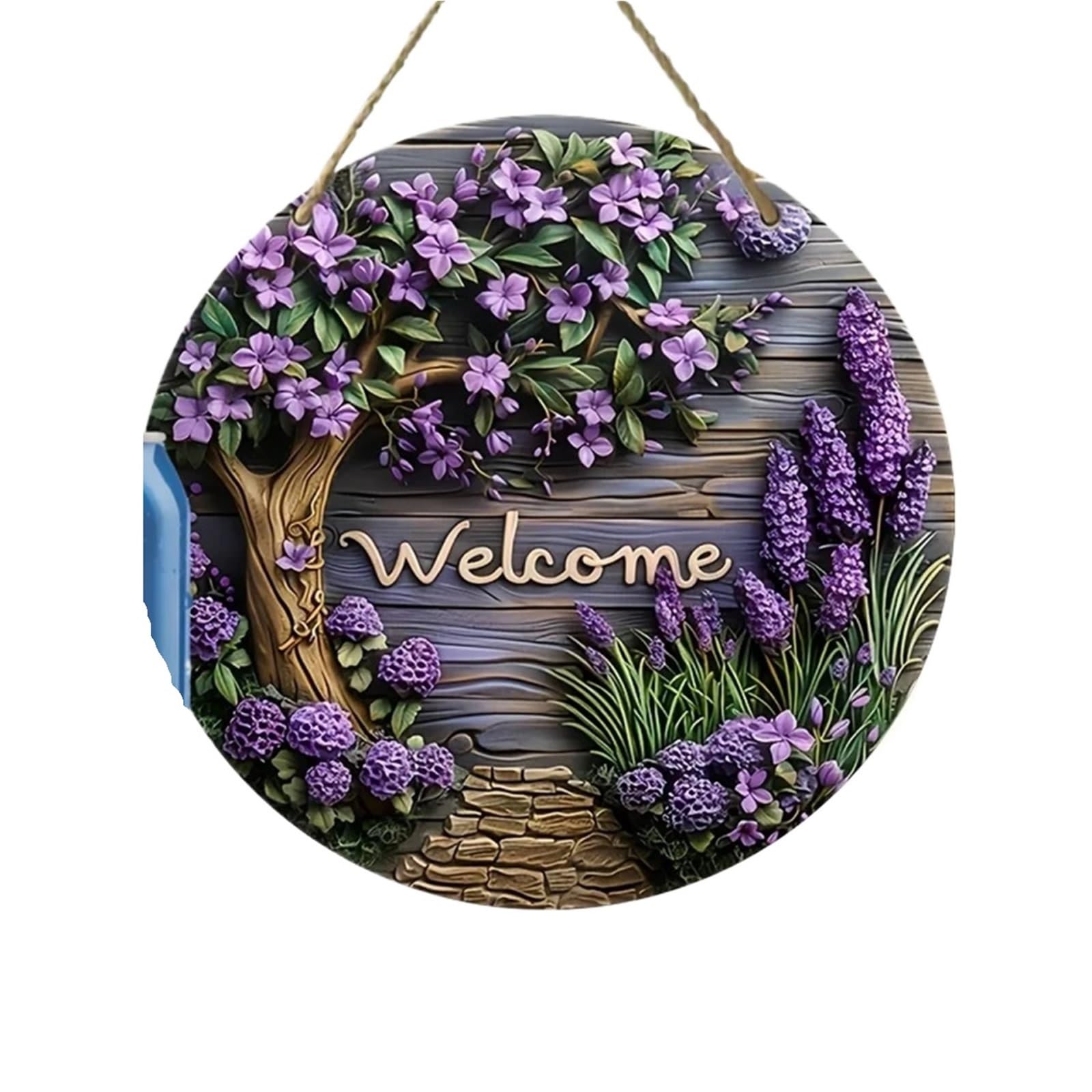 Wooden Welcome Sign Welcome Sign Wreath Design 7.87-inch Wooden Door Pendant Wall Hanging Flower Theme Multi-purpose Home for home