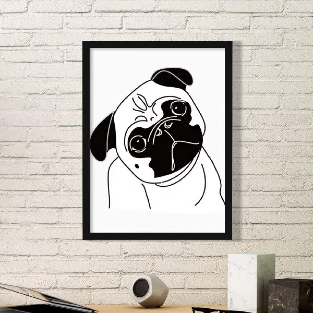 Cadre photo rectangle en bois noir avec illustration chien cartoon DIYthinker taille medium