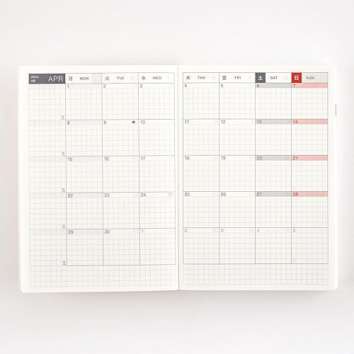 Miniatura 3 de Hobonichi Libro original de Techo InglésA6Enero 2024 InicioInicio de lunes