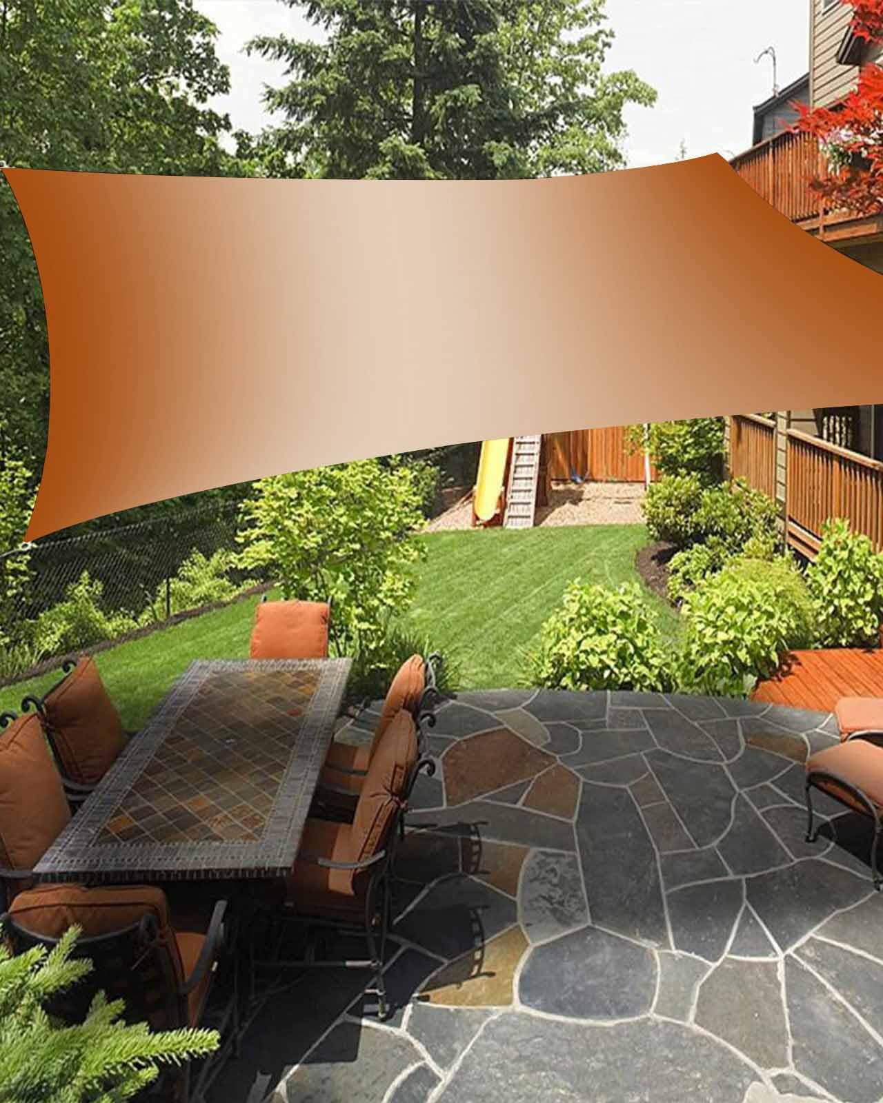 Sun Shade Sails Canopy 8'x10', Burnt Orange Gradient UV Protection Outdoor Shade Canopy, Rust Resistant Tear Patio Sail Shade for Sunshade Outdoor Patio Backyard Garden