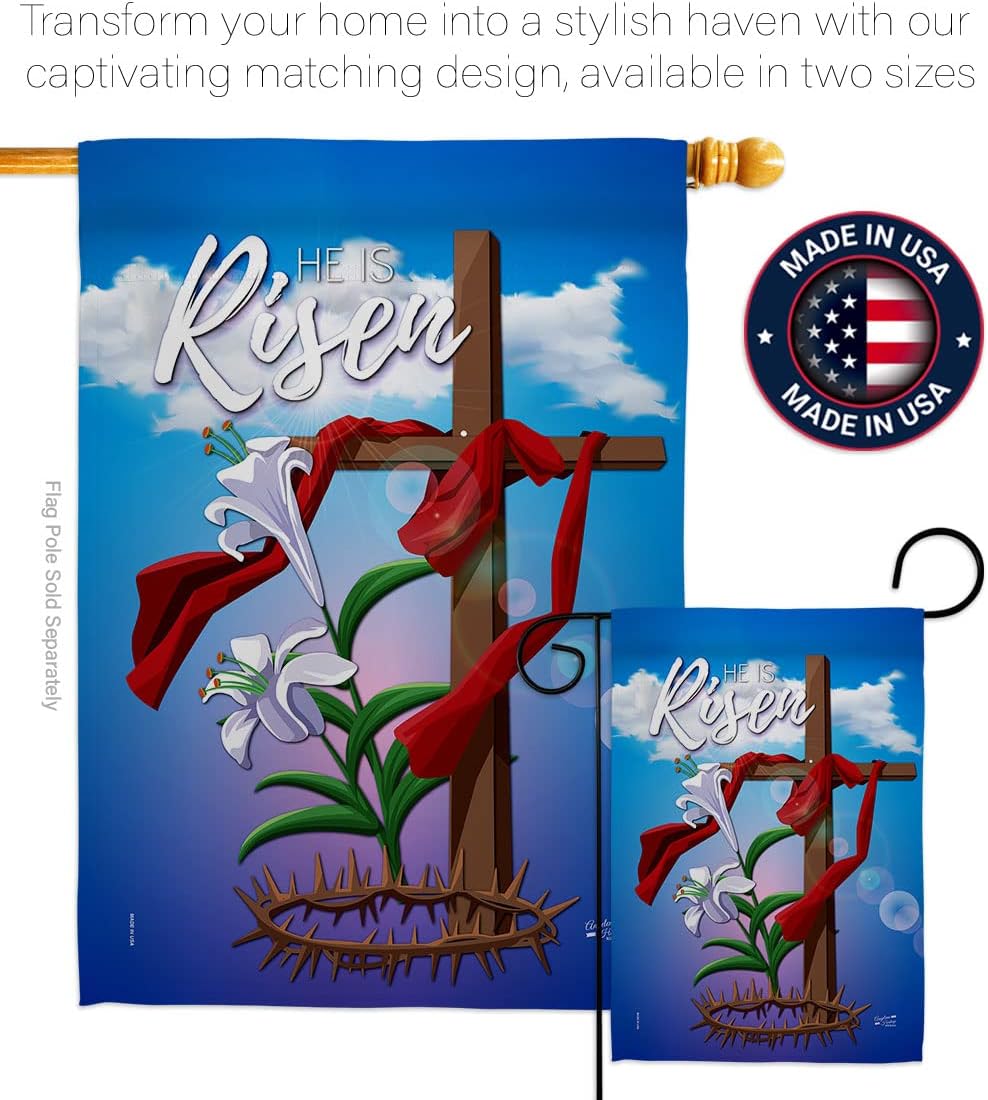 Easter Cross Garden Religious Faith Hope Grace Peace Dove Christian Religion House Decoration Banner Yard Gift Double-Sided, Small Flag Set w Wall Holder, Made in USA