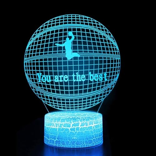 Goodking Luces de noche 3D de baloncesto con control remoto y táctil inteligente, 7 colores + 16 colores cambiantes, lámpara de noche de cumpleaños,