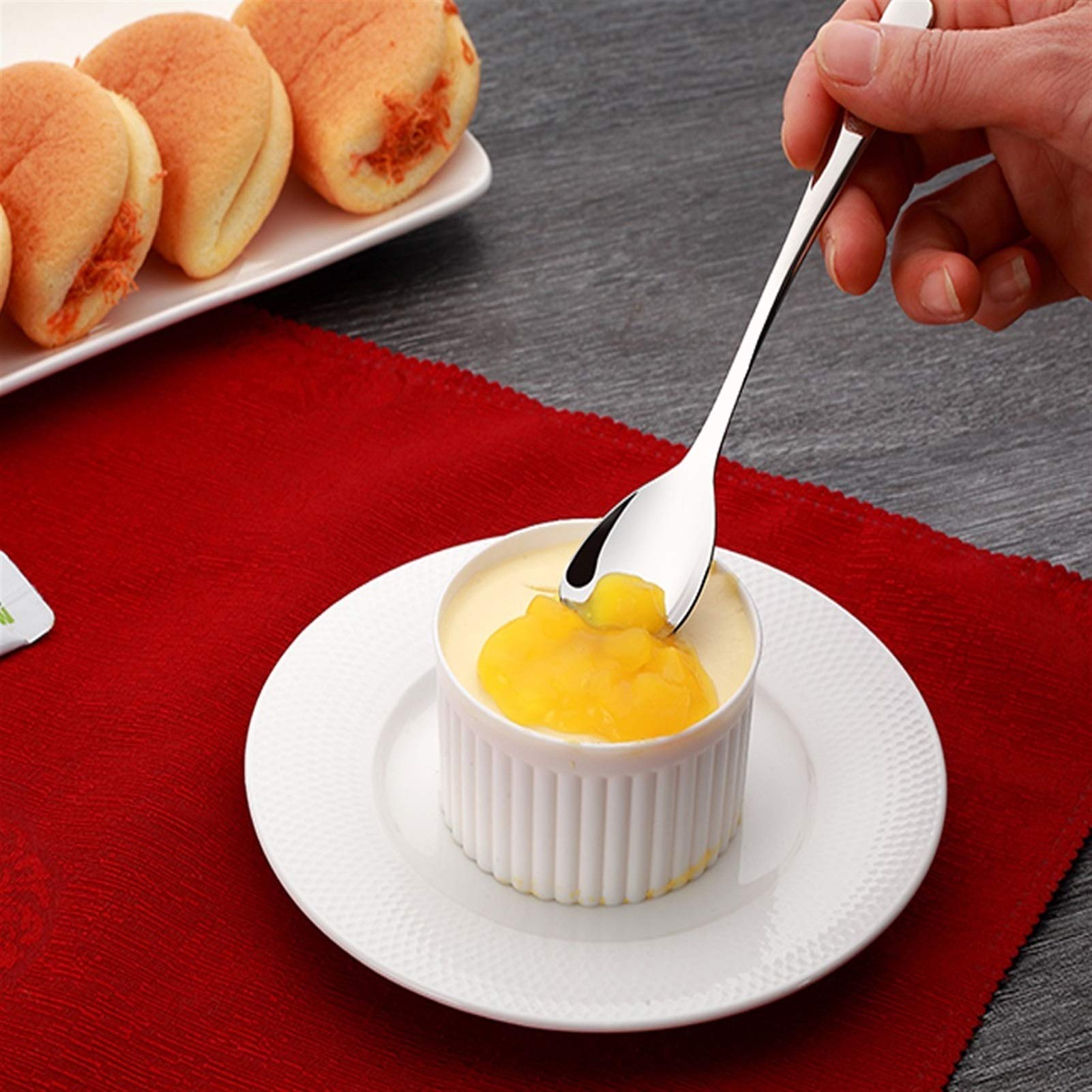Miarki do kawy Stal nierdzewna Krótkie obroty Mieszanie Łyżka Juice Drink Milk Honey Coffee Mieszanie Stick Desery Łyżka Zagęszczona Kawa Łyżka Sugar Spoon Łyżeczki deserowe (Color : D)
