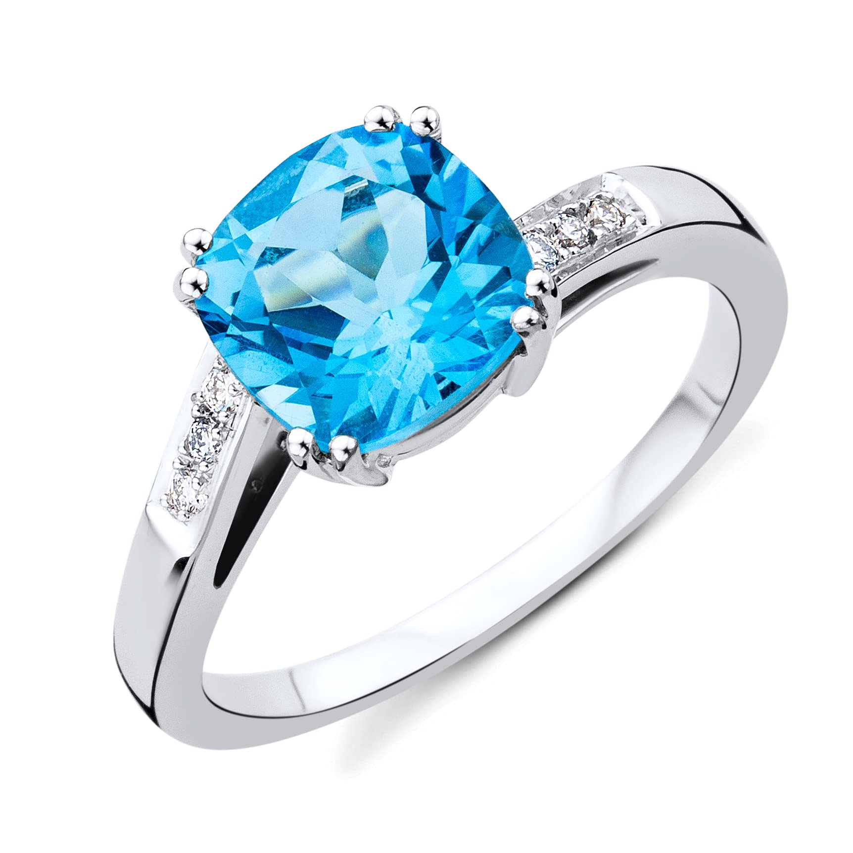 MIORE MP9070R Oro Blanco Topacio Anillo de compromiso 9 KT (375) con brillantes 0,06 ct