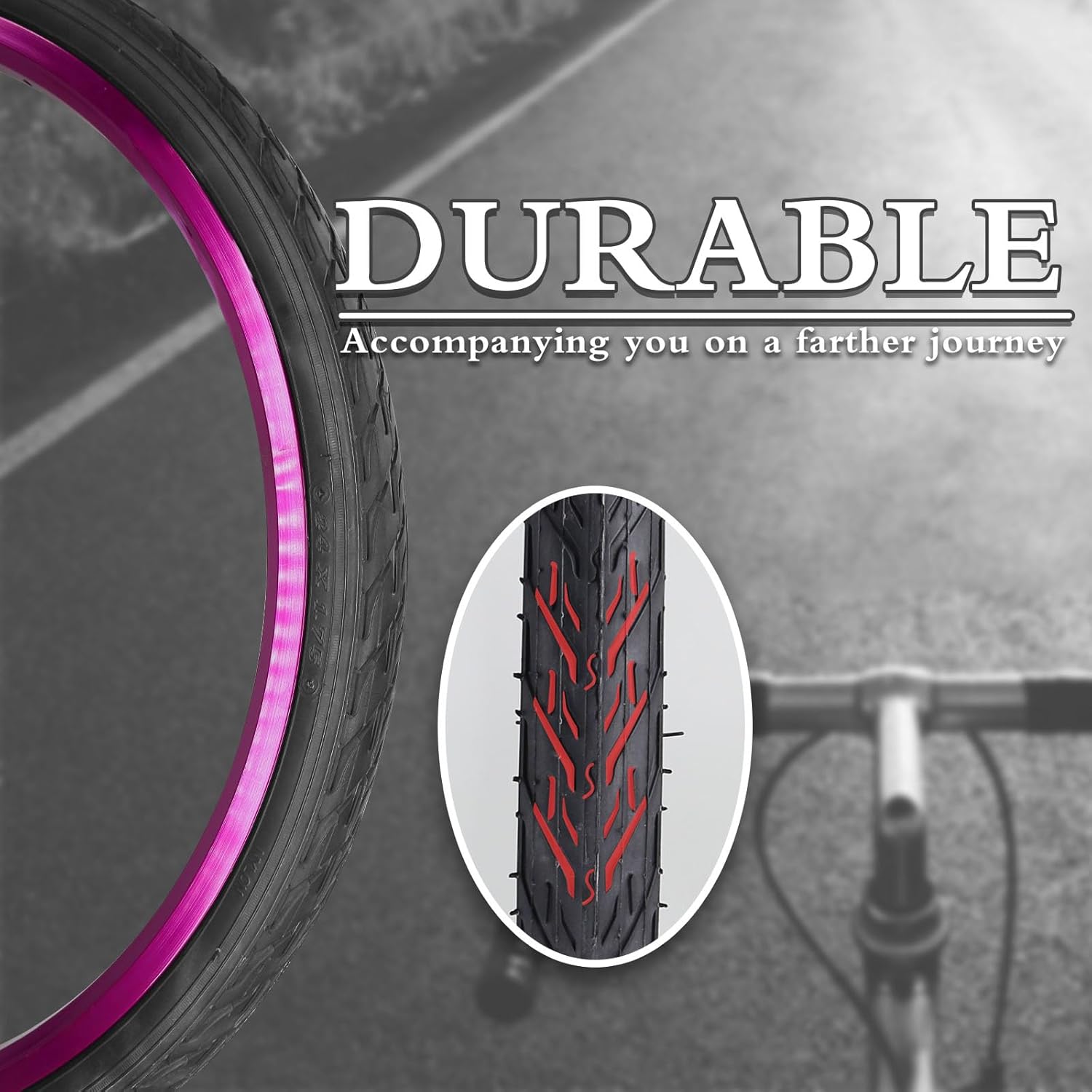 24x1.75 Bike Tires 24 Inch Foldable Replacement Bike Tire SuitPuncture Resistant All-Terrain Mountain/Road Bicycle Tires - Compatible with 24X1.75/24X1.95 Hybrid Commuter Bikes