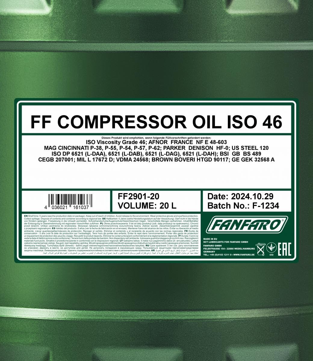 FANFARO 2901 Compressor Oil ISO 46 20 L