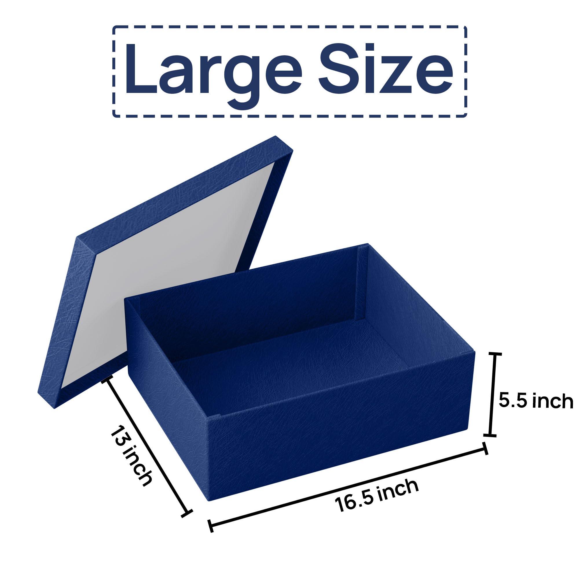 JOYIT Blue Gift Box 16.5''x13''x5.5'' - Large Gift Boxes with Lid for Presents Packaging, Birthday, Christmas, Wedding, Anniversary, Big Gift Box with Ribbon, Shred Filler, Card, Wax Seal (Blue)
