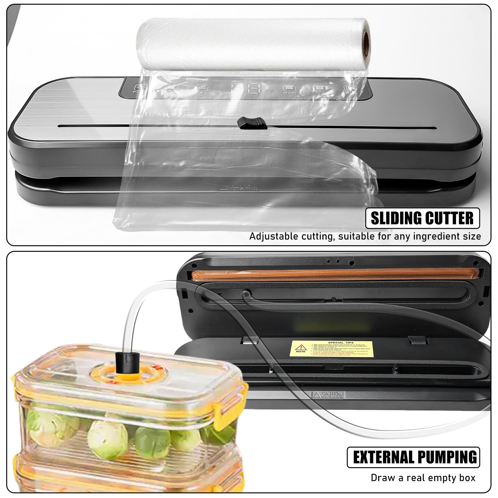 Aicharynic Macchina per sottovuoto 6 in 1, macchina per sottovuoto professionale, 75 Kpa, macchina per sottovuoto per alimenti, con 50 sacchetti sottovuoto e 1 tubo per asciutto, umidità, freschezza