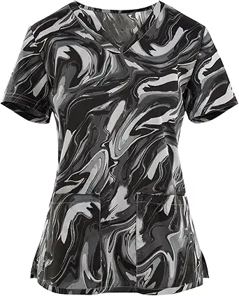 OIOLOYJM Printed Scrub Tops Women V Neck Short Sleeve Plus Size Scrubs for Womens Nursing Uniforms Shirts with Pockets