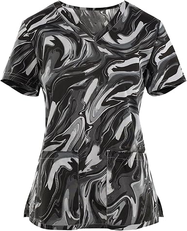 OIOLOYJM Printed Scrub Tops Women V Neck Short Sleeve Plus Size Scrubs for Womens Nursing Uniforms Shirts with Pockets