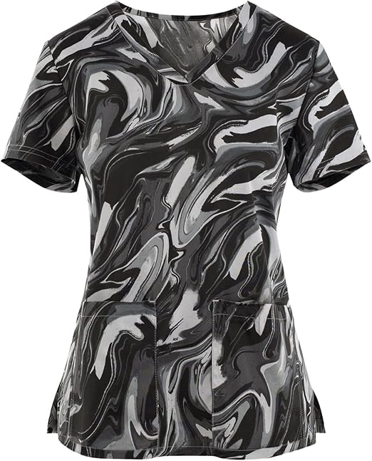 OIOLOYJM Printed Scrub Tops Women V Neck Short Sleeve Plus Size Scrubs for Womens Nursing Uniforms Shirts with Pockets