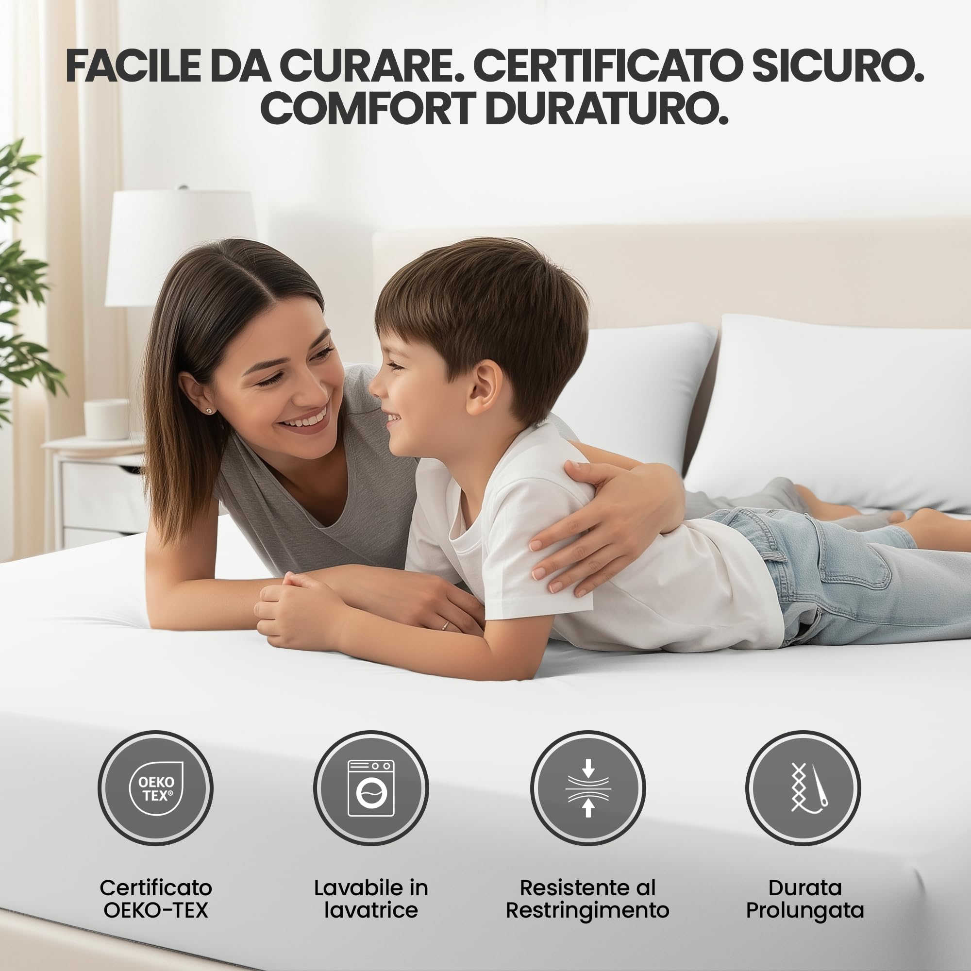 Utopia Bedding Set di 2 Lenzuolo con Angoli Due Piazze Matrimoniale - 180x200cm - Bianco - Microfibra Spazzolata - Lenzuolo sotto con Angoli Elasticizzato