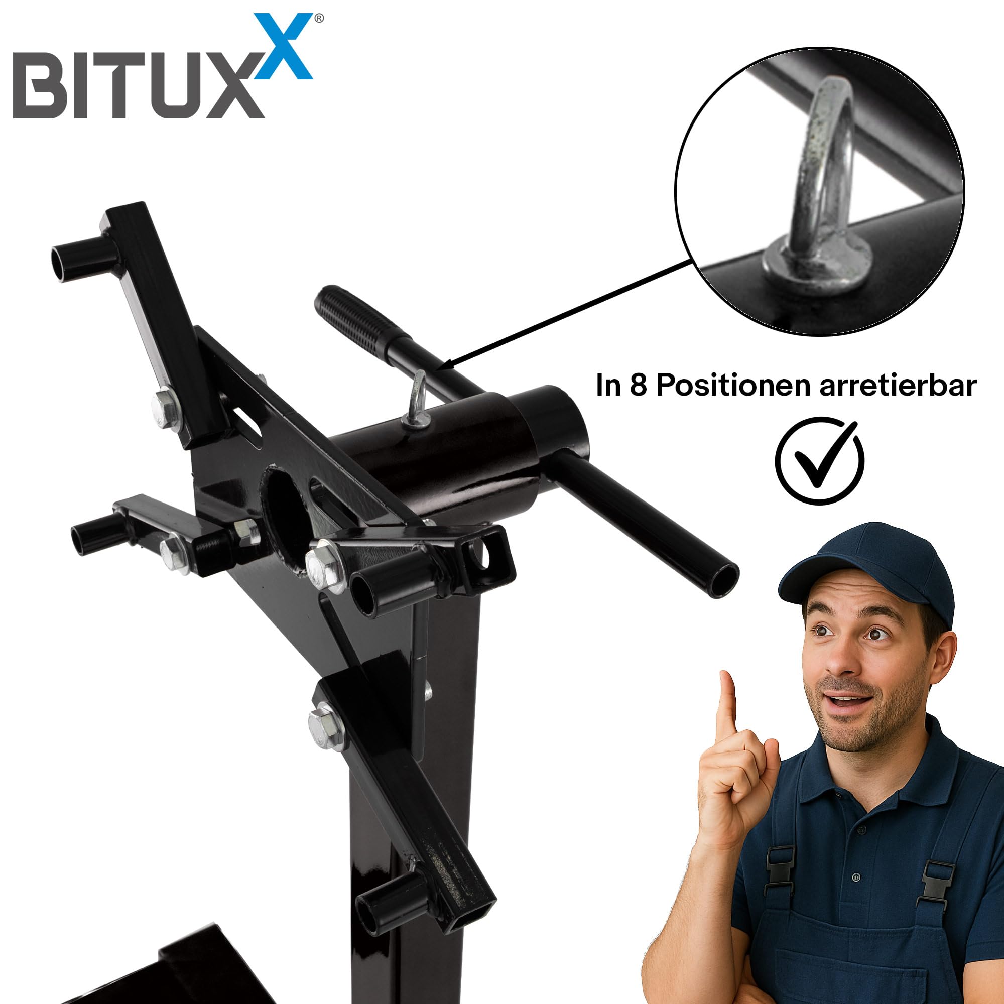 BITUXX Motorständer Kfz Motorhalter Motorbock Motorträger Drehbar und mit Rollen bis 570Kg Schwarz