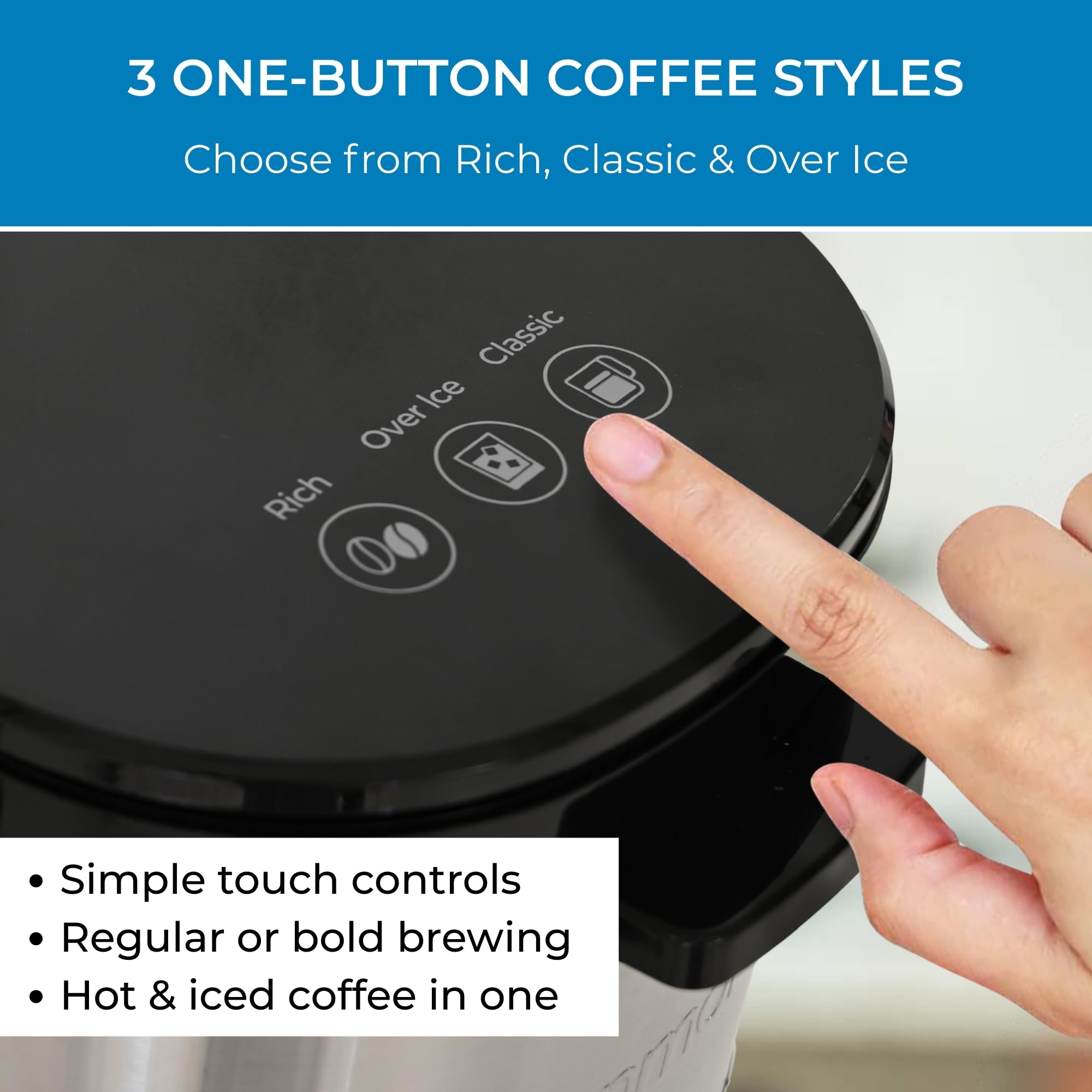Koolatron Kenmore - Cafetera de una sola porción y taza de viaje de acero inoxidable, cápsula/cápsula y café molido, compatible con K Cup, máquina de café caliente y helado, tamaños de preparación de