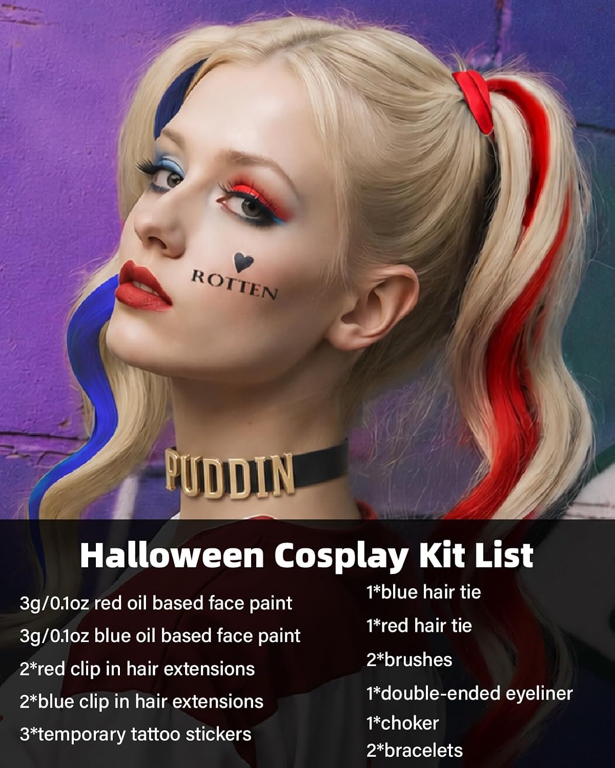 Halloween Costume Accessories for Women, Makeup Kit with Choker & Bracelets