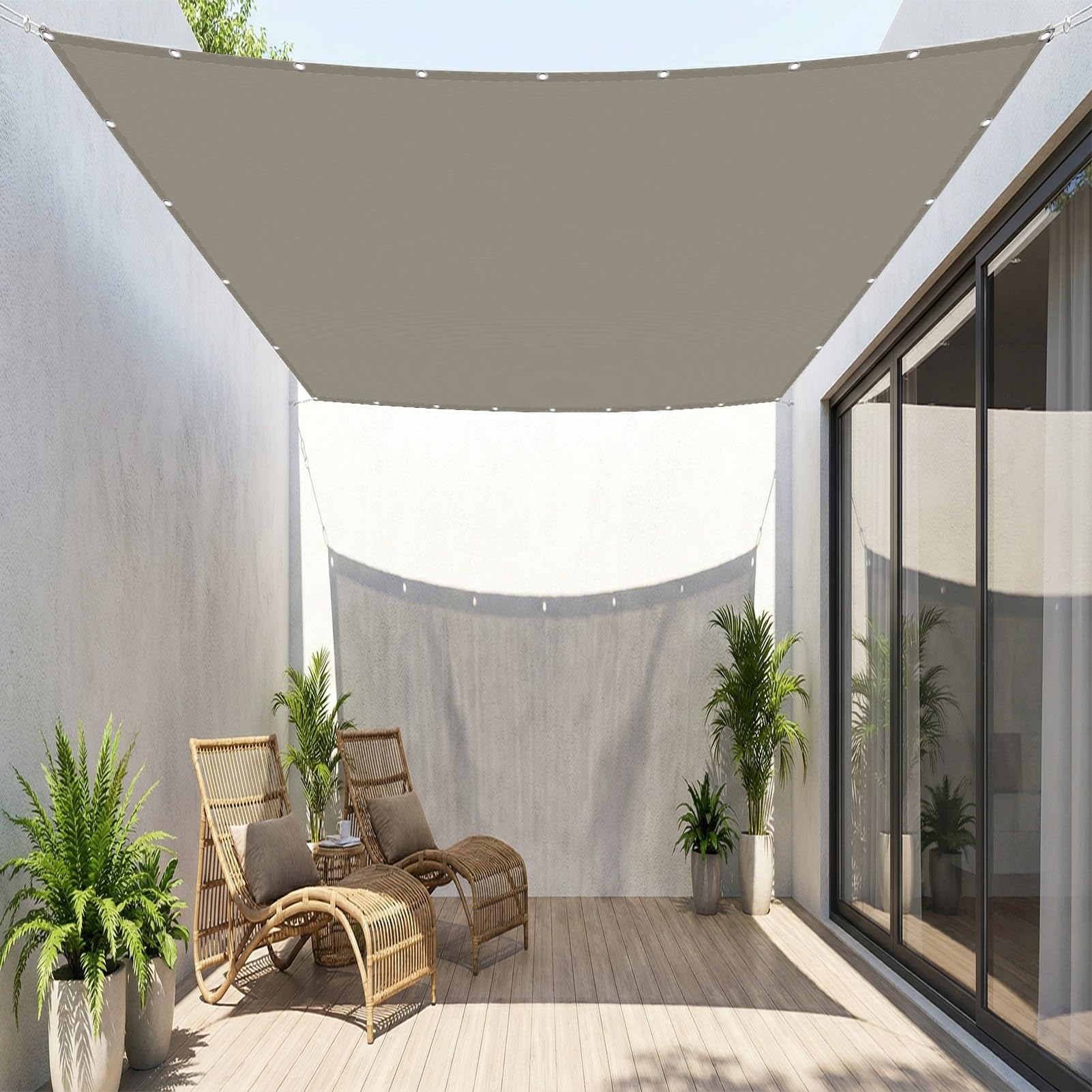 Sun Shade Sail 0.5 x 1 m Waterproof 95% UV Block Sunscreen Awning Canopy Privacy Protection Sun Shades for Party Pergola Balcony, Taupe
