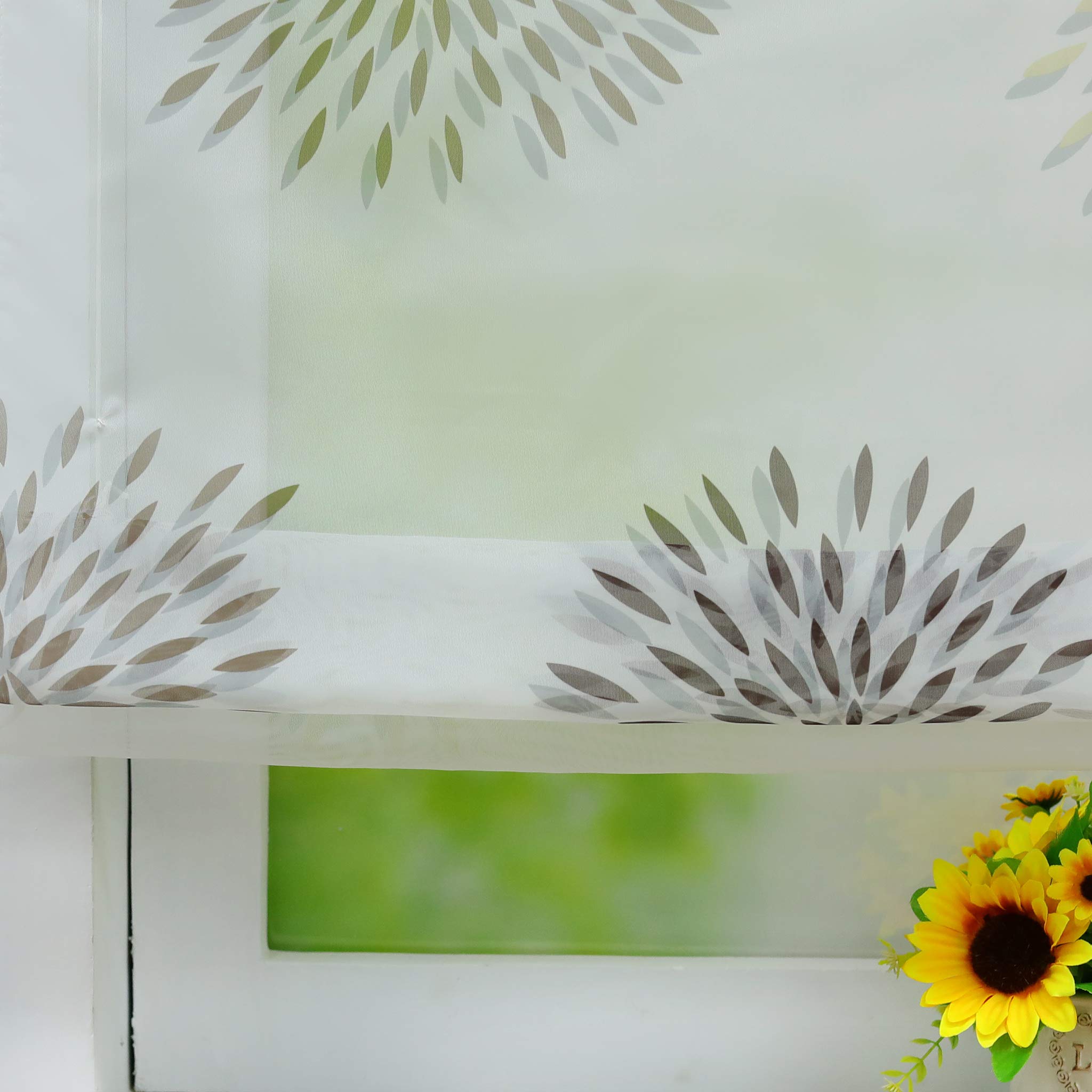 Eslir Roman Blind With Tabs, Kitchen Roman Curtains, Transparent Tab-Top Blind, Curtains, Circle Motifs, Modern Voile Blue, W X H 120 X 140 Cm, 1 Piece