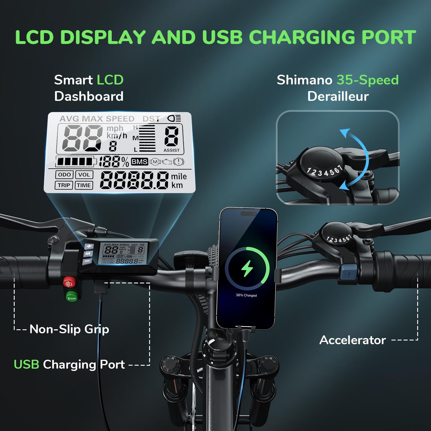 A person attaching the front wheel to the bike's front fork, aligning the disc brake.