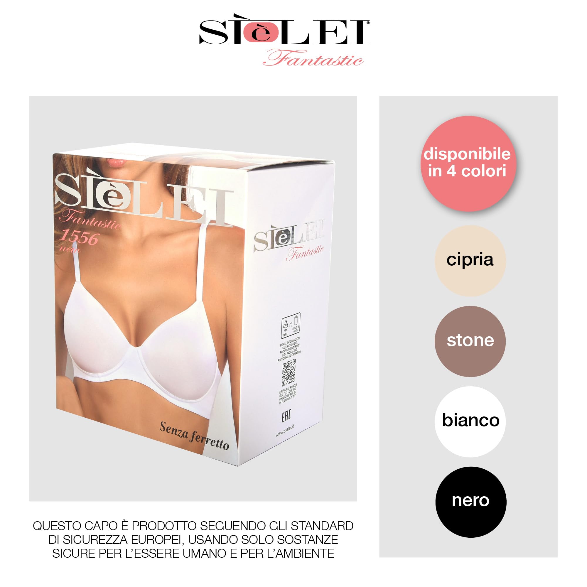 SÌèLEI, Reggiseno con Coppe Graduate, Realizzato in Morbida Microfibra, con Finiture Invisibili e Senza Ferretto, Designed in Italy