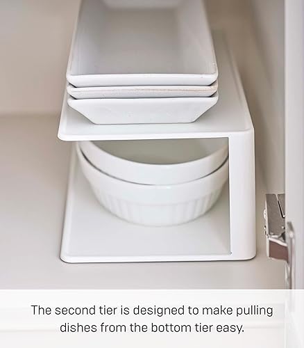 Miniatura 4 de YAMAZAKI Home Dish Storage Rack with Two Tiers, for Kitchen Countertop Dinnerware Dinner Plate Cabinet Organizer, Long Metal Holder  Steel, One