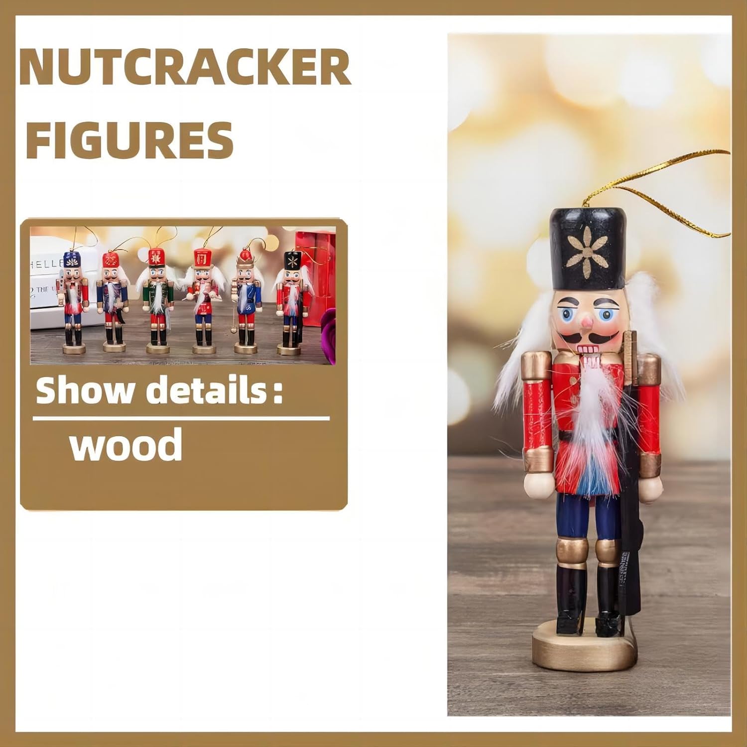12 PCS Christmas Nutcracker Ornament Set, 4.7Inch Nutcrackers Tree Ornaments Set, Nutcracker Figures with Opening Mouths Christmas Decorations for Xmas Tree, Table Decor