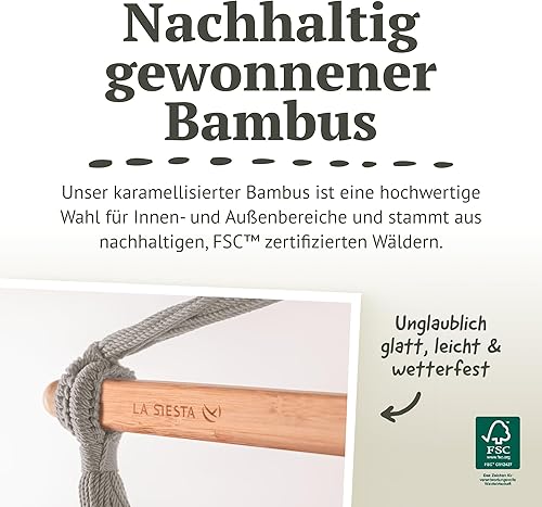 Miniatura 5 de LA SIESTA - Silla Hamaca Colgante Domingo Básica Mediana - Silla Hamaca Colgante Resistente a la Intemperie y a los Desgarros - Silla Hamaca