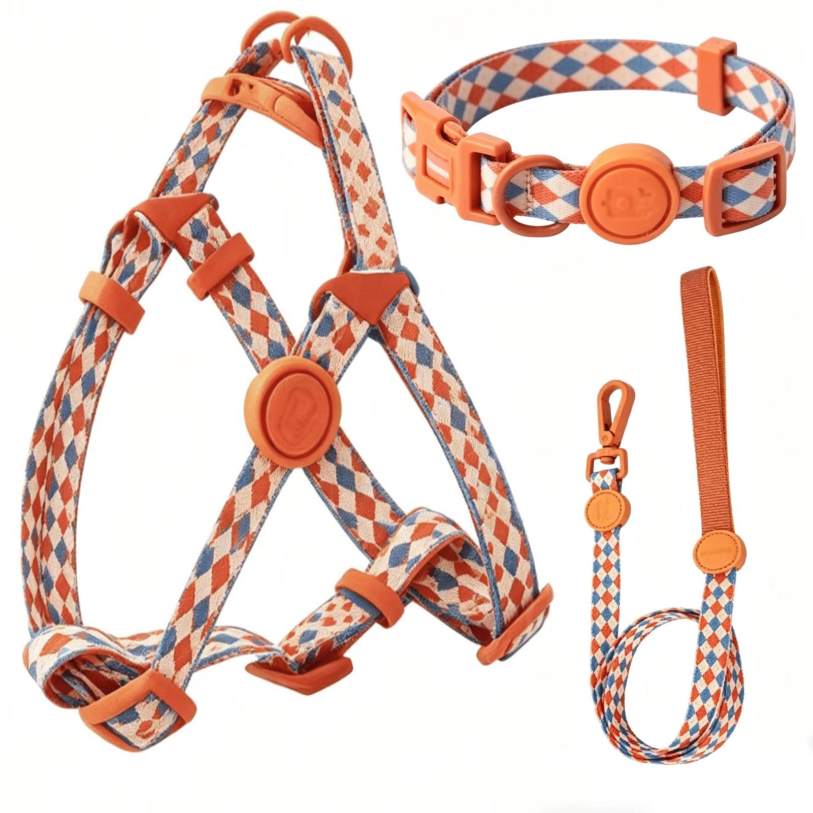 Arnés Ajustable para Perros - Chaleco Antitirones | Incluye Collar Y Correa A Juego - Mecanismo De Liberación Rápida | Adecuado para Perros Pequeños Y Medianos(M)