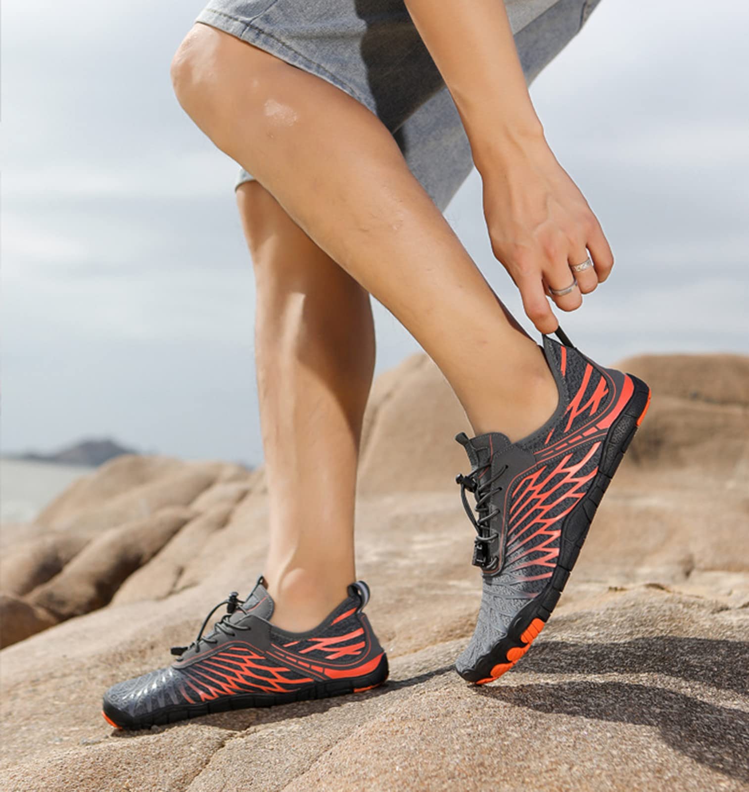 Malla Compuesta, Zapatos Acuáticos Descalzos, Zapatos De Playa De Natación De Secado Rápido para Hombres Y Mujeres, Zapatos De Vela Antideslizantes, Zapatos Ligeros(38 EU, U-Gray)