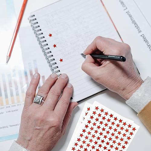 Miniatura 3 de Calcomanías de estrella roja de 0.3 pulgadas de diámetro, 1080 piezas, 10 hojas, calcomanías de recompensa para niños, ideales para gráficos de
