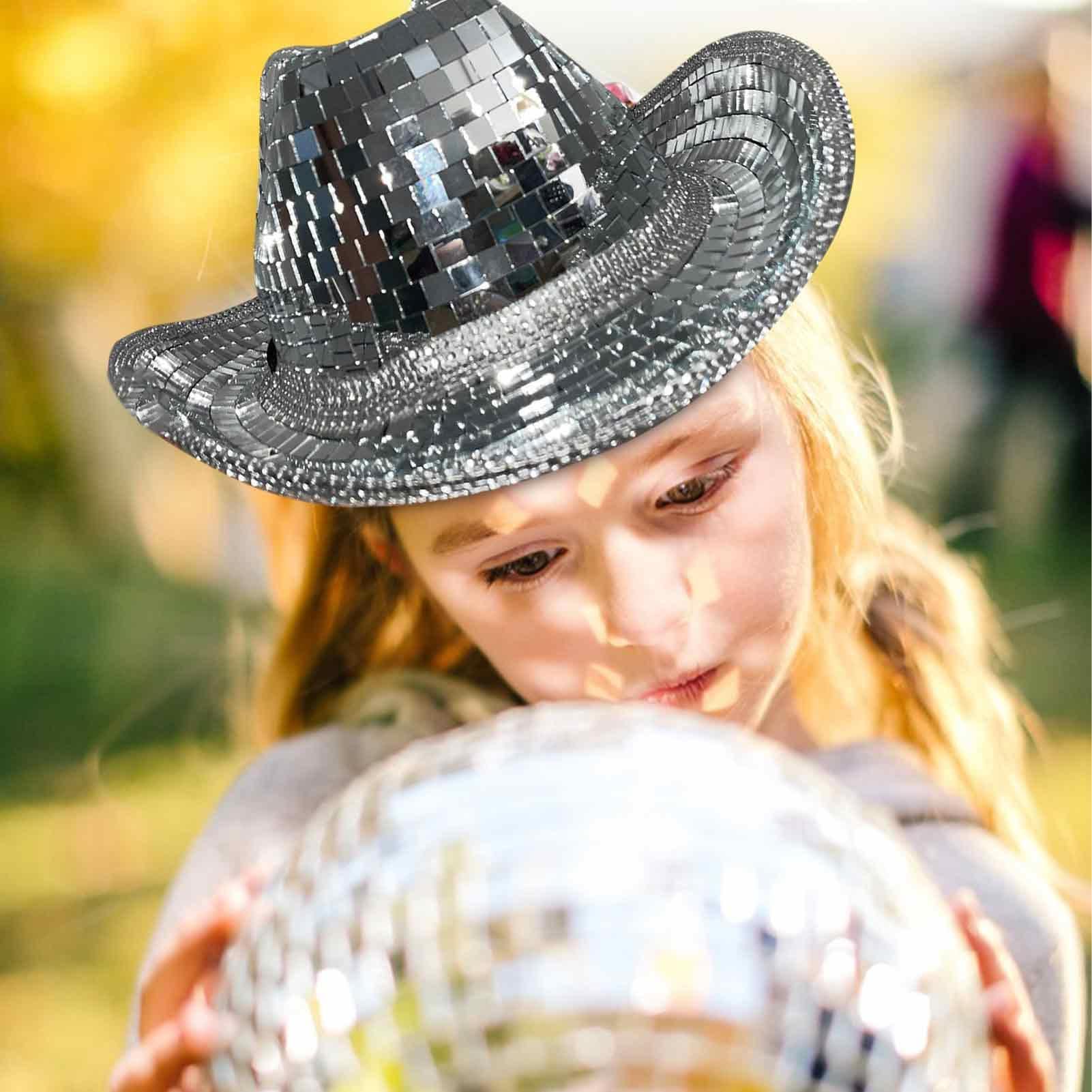 Generisch Cappello da discoteca, con specchi e paillettes, brillante