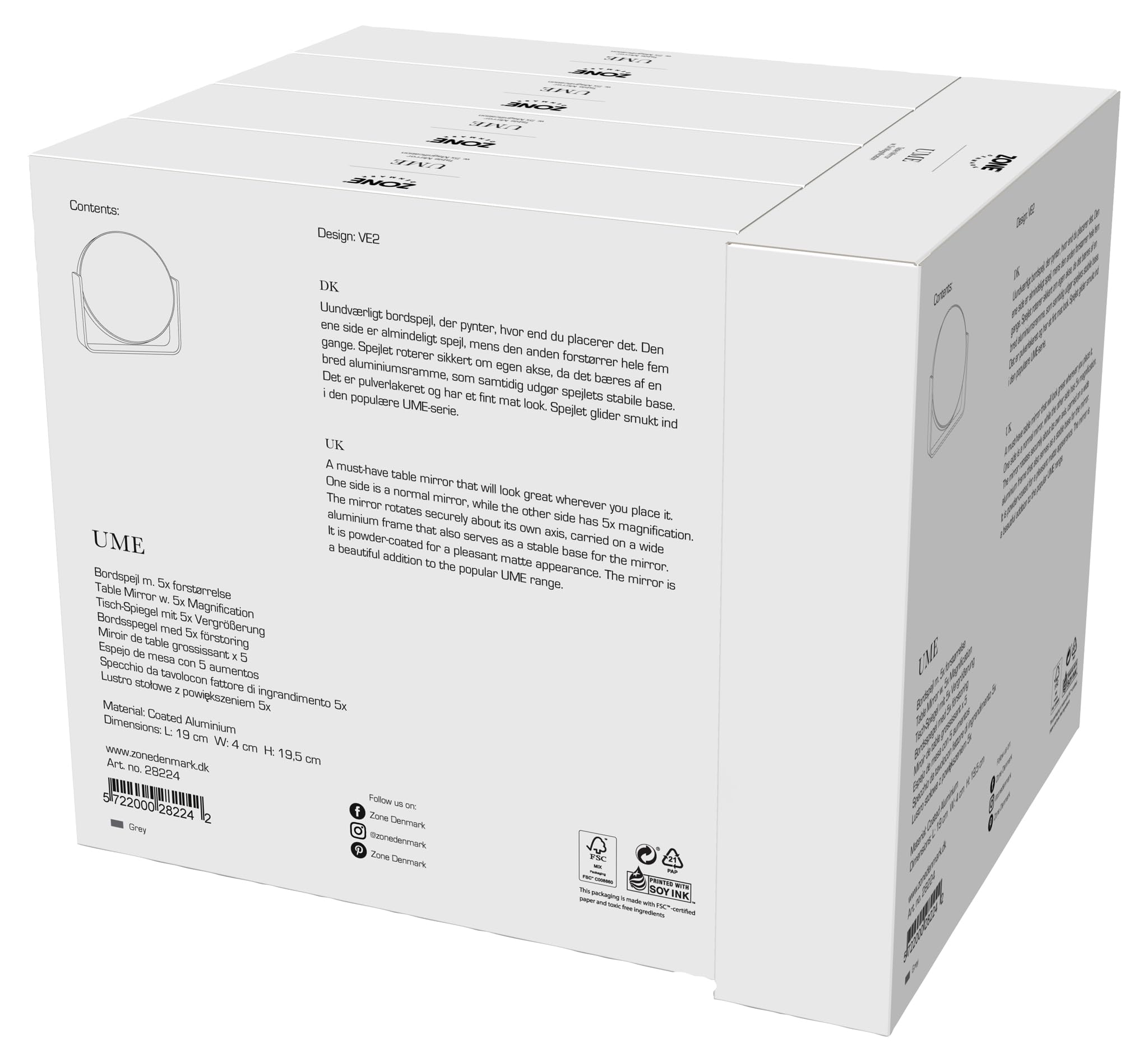Amazon.co.jp: Zone Denmark(ゾーンデンマーク) テーブルミラー 5倍鏡