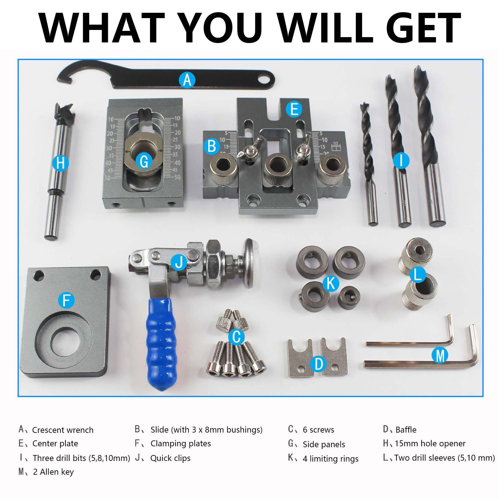 Kit Di Guida Per Trapano, Kit Maschera Per Fori Tascabili 3 In 1, Guida Di Perforazione Regolabile Localizzatore Di Punzoni Strumenti Di Falegnameria, Guida Localizzatore Jig