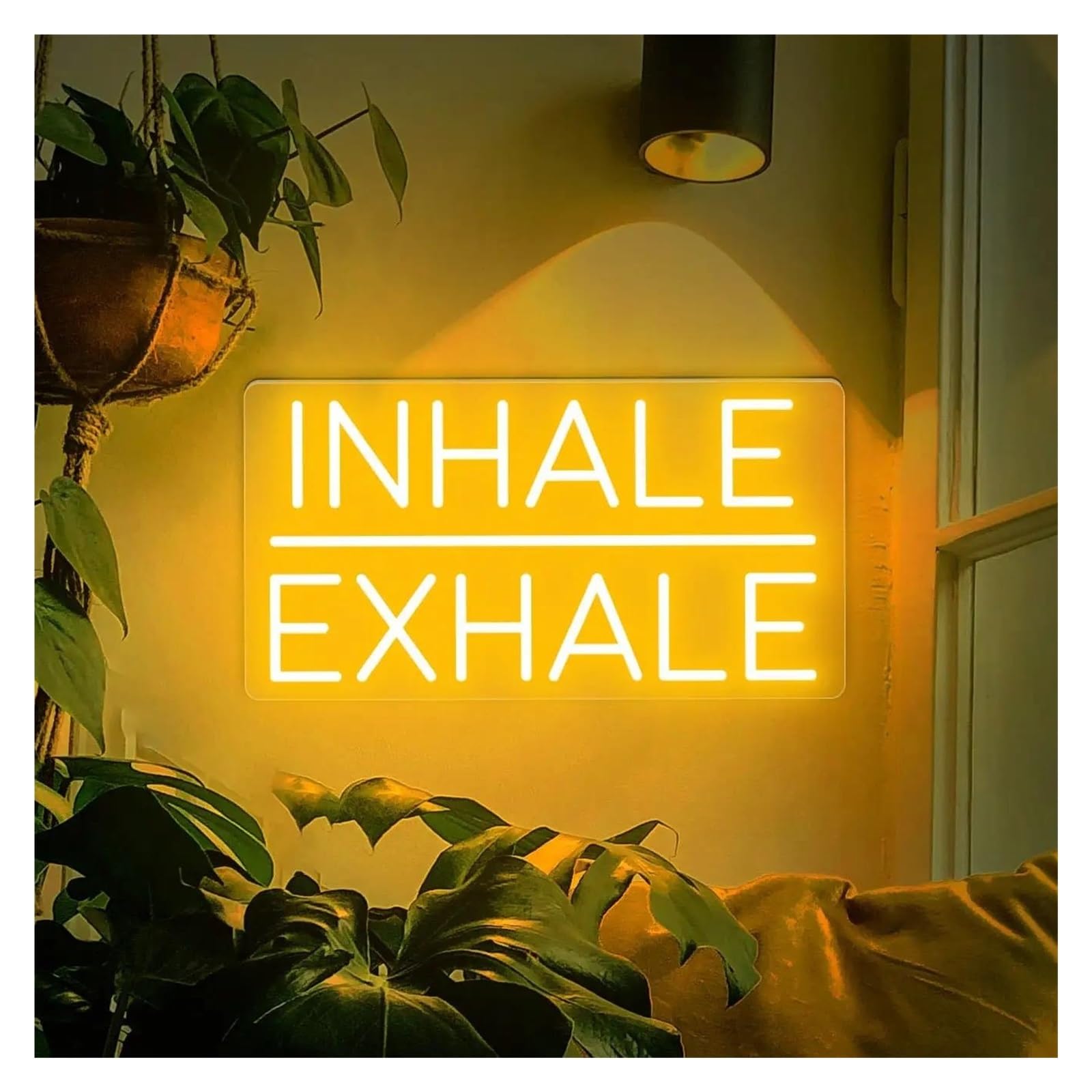 LEMST Signs Lamp Inhale Exhale Neon Sign Light Dimmable USB Powered for Fitness Yoga Gym Business Store Office Wall Art Decor 15.75inx7.87in(B)