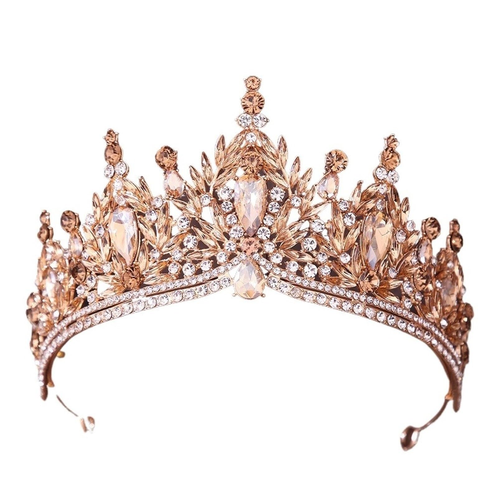 Tiara con corona nuziale in foglia di cristallo, copricapo da sposa per accessorio per capelli da cerimonia per donna